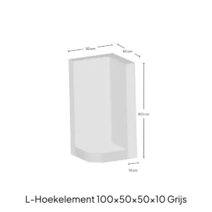 Hoek L-element 100x50x50x10cm Grijs