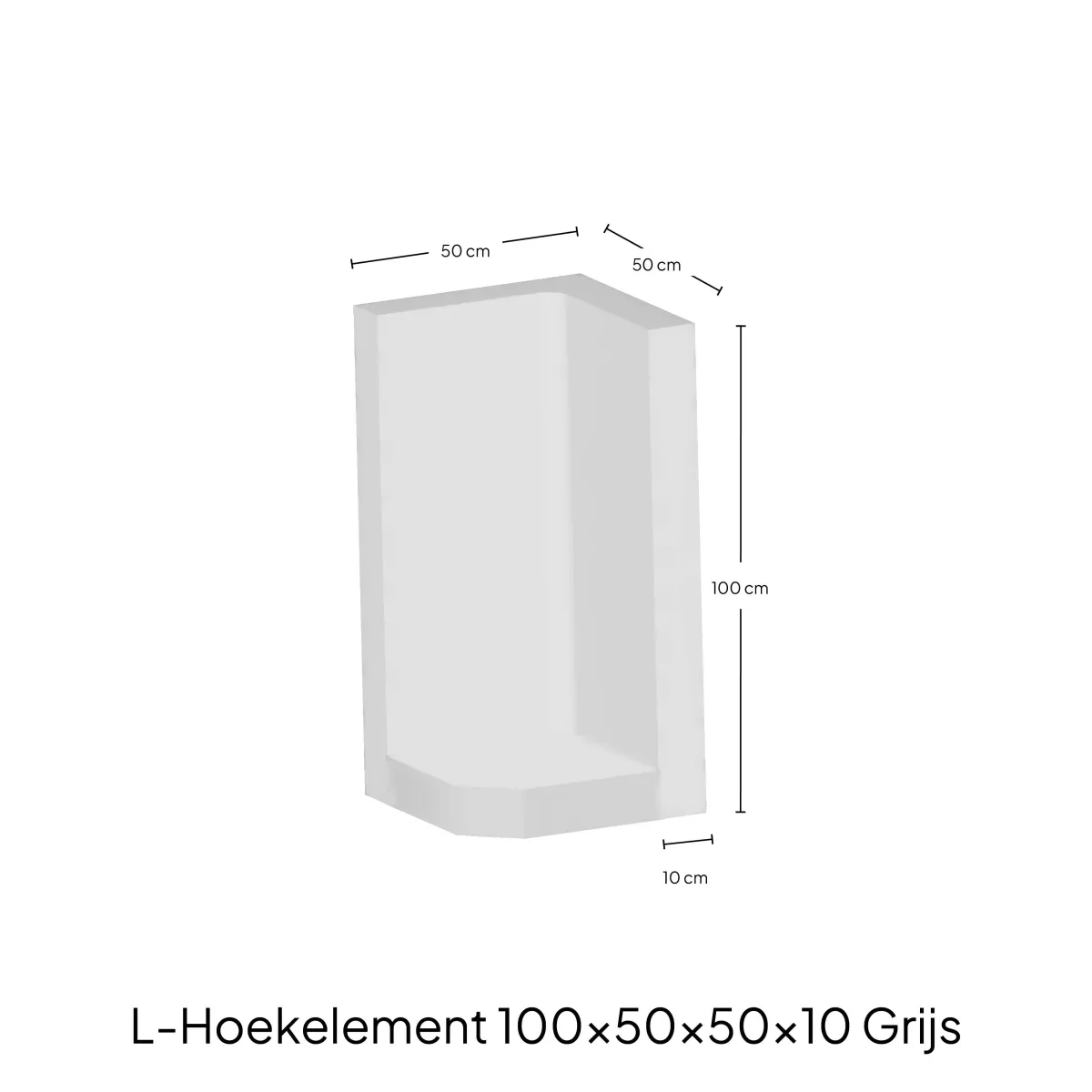 Hoek L-element 100x50x50x10cm Grijs