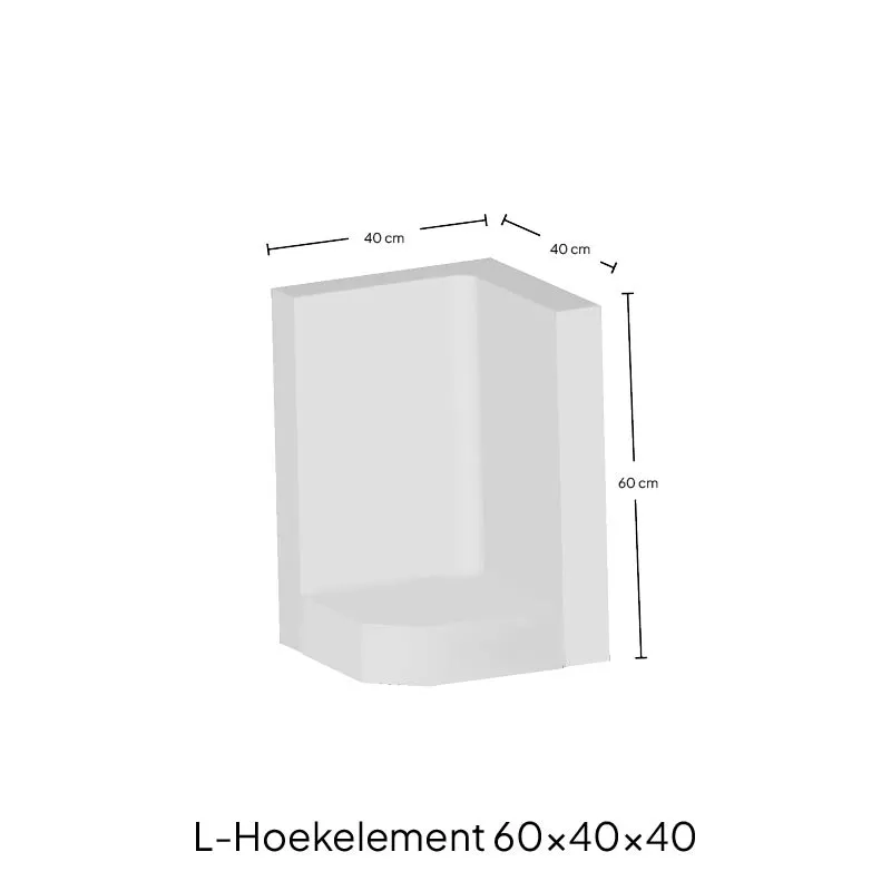 Hoek L-element 60x40x40x8cm Grijs - Afbeelding 2