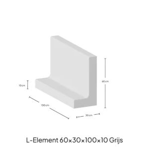 L-Element 60x30x100x10cm Grijs