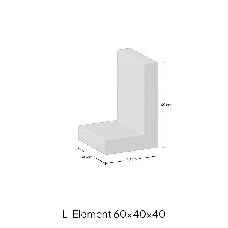 L-element 60x40x40x8cm Grijs - Afbeelding 2
