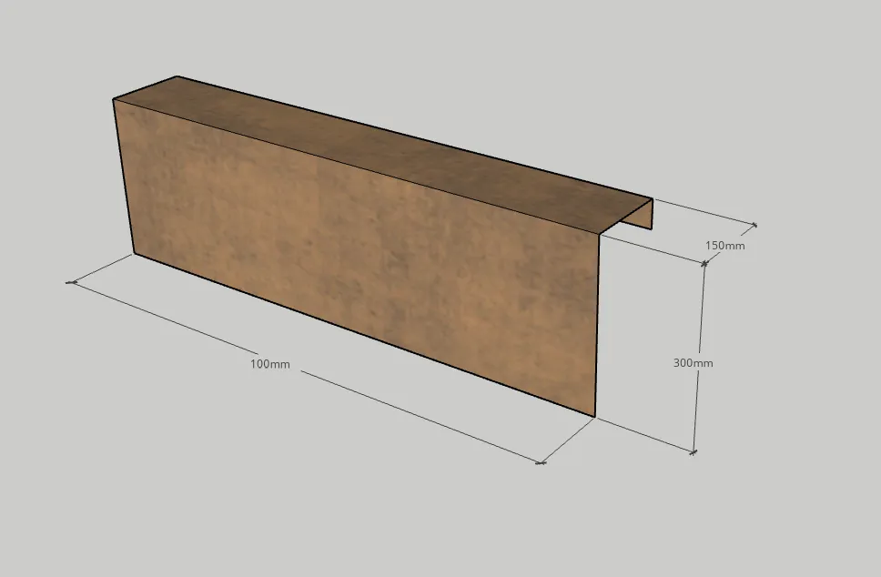 Cortenstaal Overzetstuk 1000x300x150mm t.b.v. wallblock - Afbeelding 14