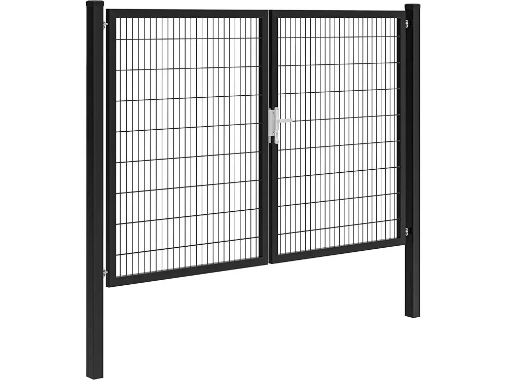 Hillfence Metalen Dubbele Poort Met Slot Premium Zwart 180x300 cm